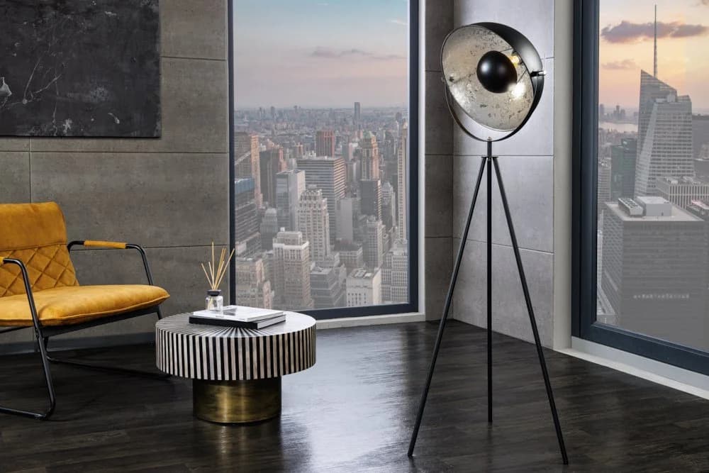 riess-ambiente Stehlampe STUDIO 150cm Schwarz/Silber Industrial