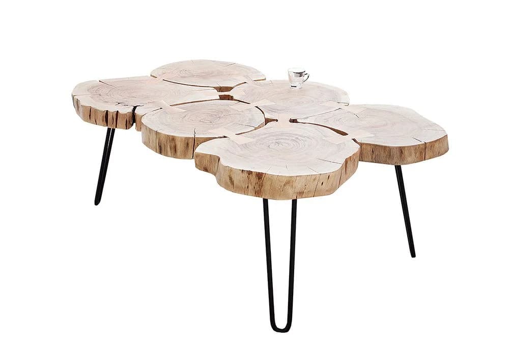 riess-ambiente Couchtisch GOA 110cm Akazie massiv Baumscheibe schwarz
