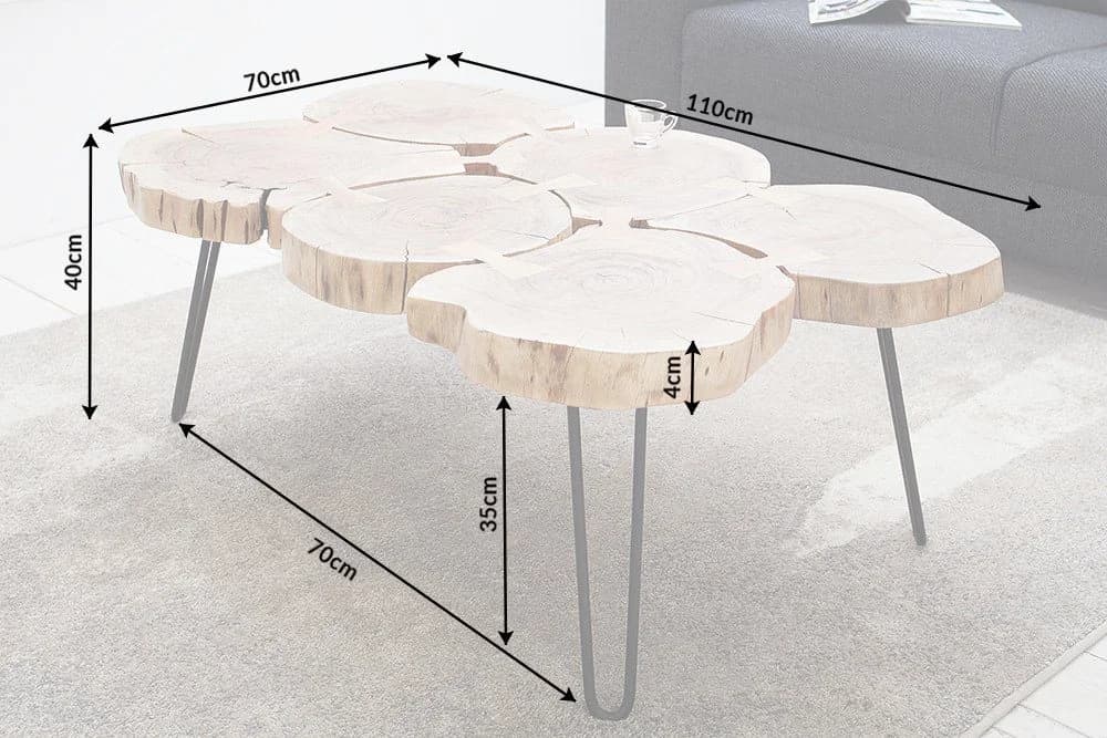 riess-ambiente Couchtisch GOA 110cm Akazie massiv Baumscheibe schwarz - Bild 3