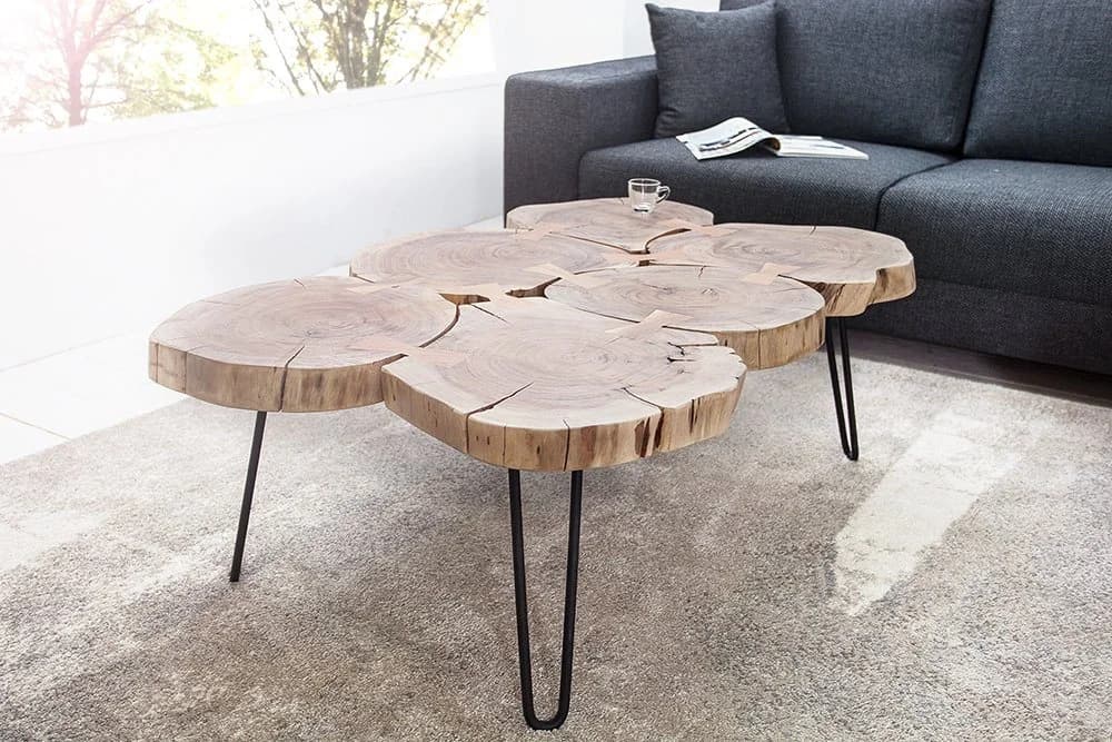 riess-ambiente Couchtisch GOA 110cm Akazie massiv Baumscheibe schwarz - Bild 5