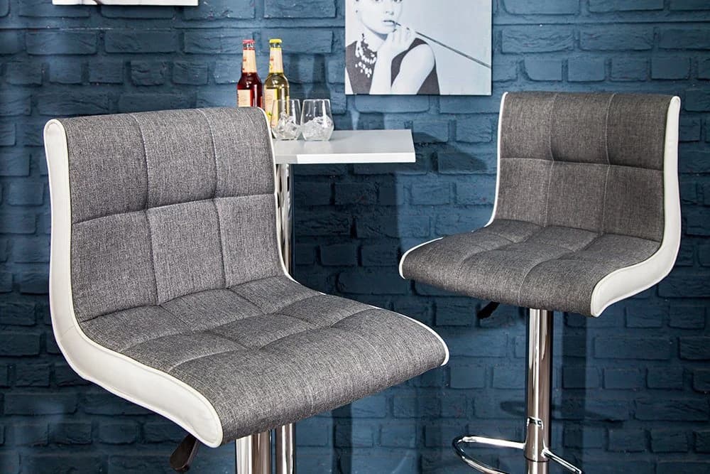 riess-ambiente Barhocker MODENA Grau/Weiß höhenverstellbar mit Fußablage - Bild 2