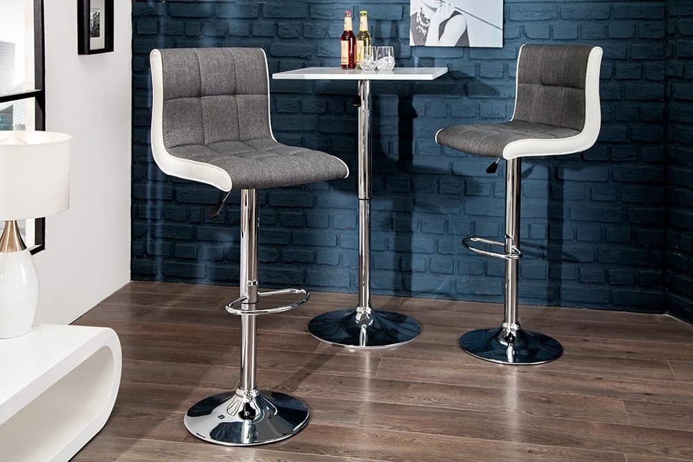 riess-ambiente Barhocker MODENA Grau/Weiß höhenverstellbar mit Fußablage - Bild 3