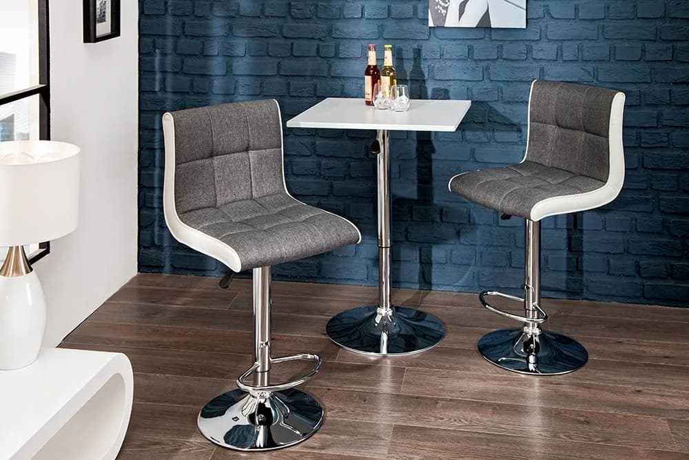 riess-ambiente Barhocker MODENA Grau/Weiß höhenverstellbar mit Fußablage - Bild 4