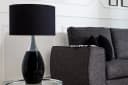 riess-ambiente Tischleuchte CARLA 60cm Schwarz/Silber mit Leinenschirm Bild 1