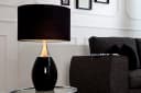 riess-ambiente Tischleuchte CARLA 60cm Schwarz/Silber mit Leinenschirm Bild 2