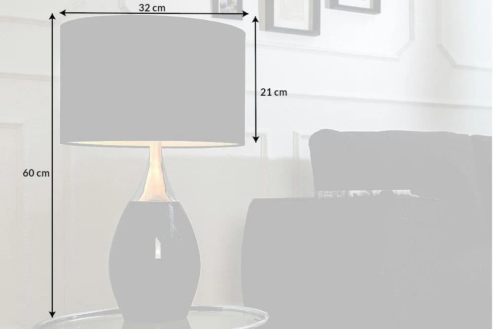 riess-ambiente Tischleuchte CARLA 60cm Schwarz/Silber mit Leinenschirm - Bild 5