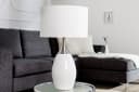 riess-ambiente Tischleuchte CARLA 60cm Weiß/Silber Leinenstoff Modern Bild 1
