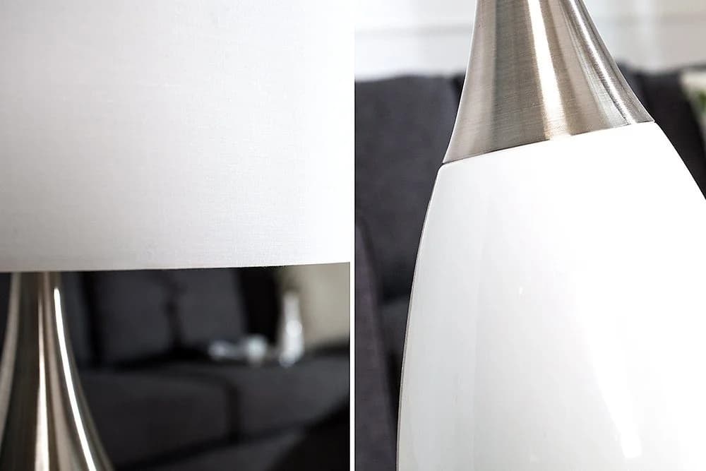 riess-ambiente Tischleuchte CARLA 60cm Weiß/Silber Leinenstoff Modern - Bild 3