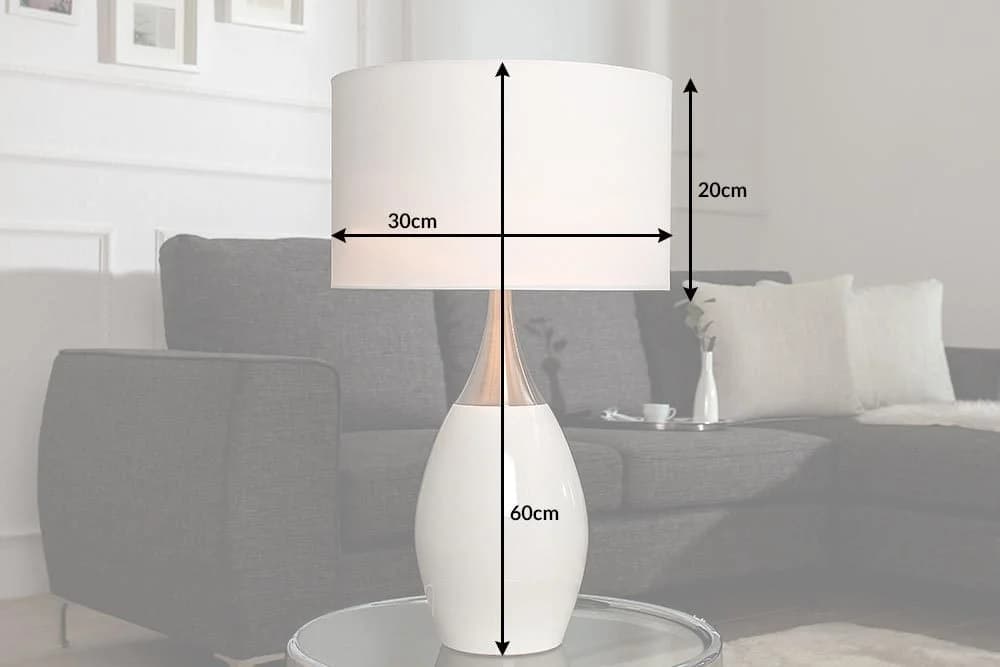 riess-ambiente Tischleuchte CARLA 60cm Weiß/Silber Leinenstoff Modern - Bild 4