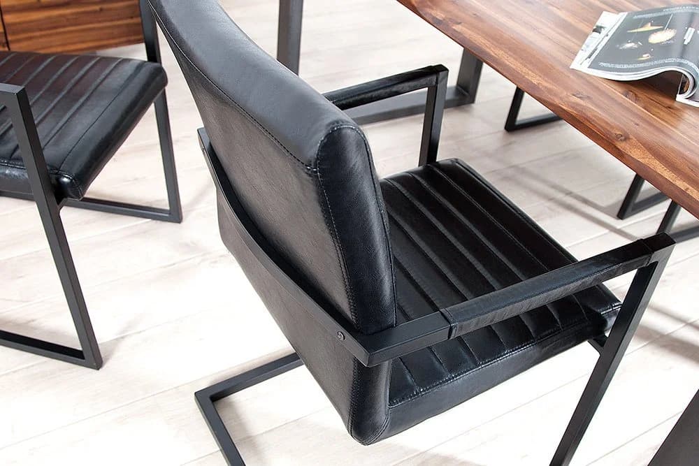 riess-ambiente Freischwinger LOFT antik schwarz mit Armlehne Industrial - Bild 2