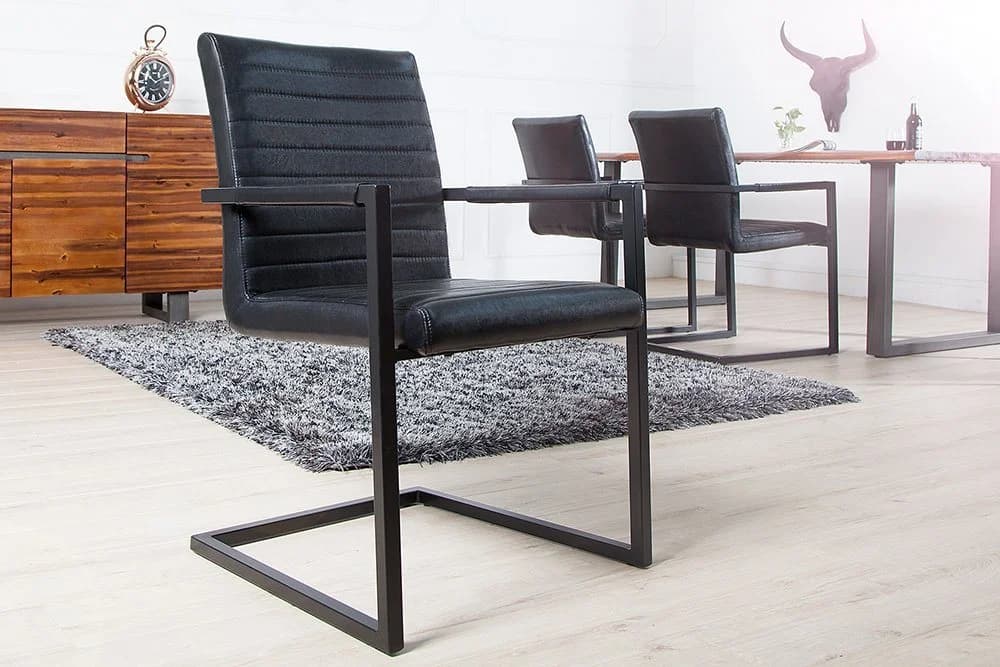 riess-ambiente Freischwinger LOFT antik schwarz mit Armlehne Industrial - Bild 3