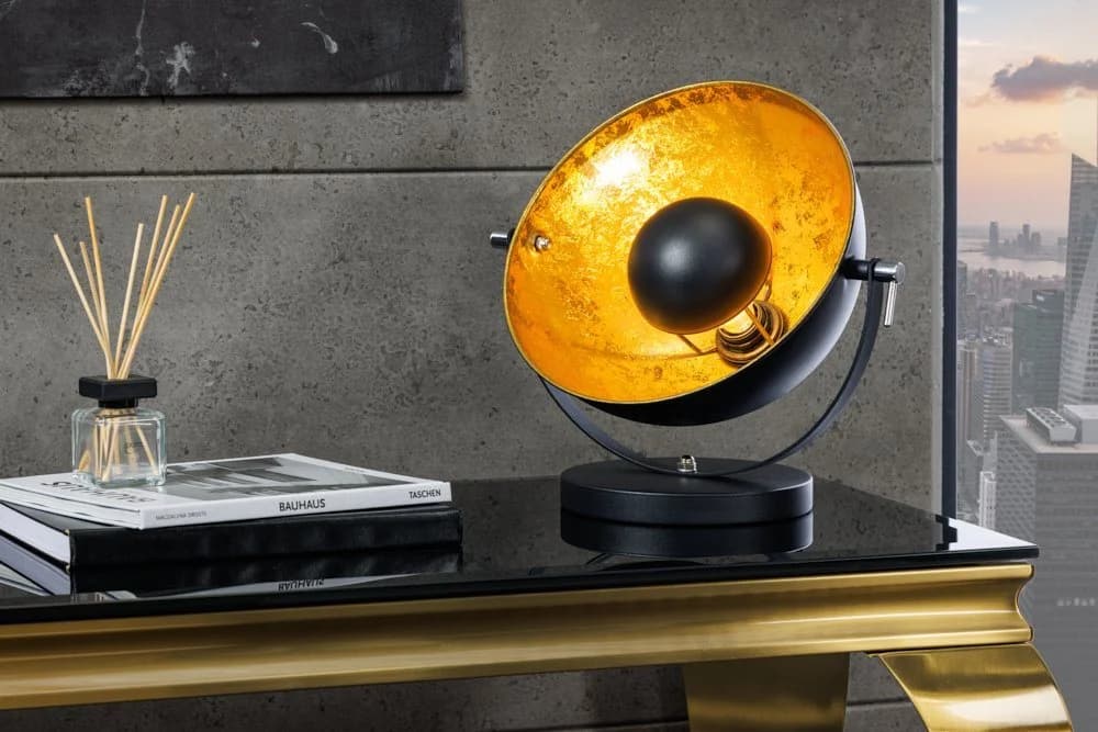 riess-ambiente Tischleuchte STUDIO 40cm Schwarz/Gold Industrial