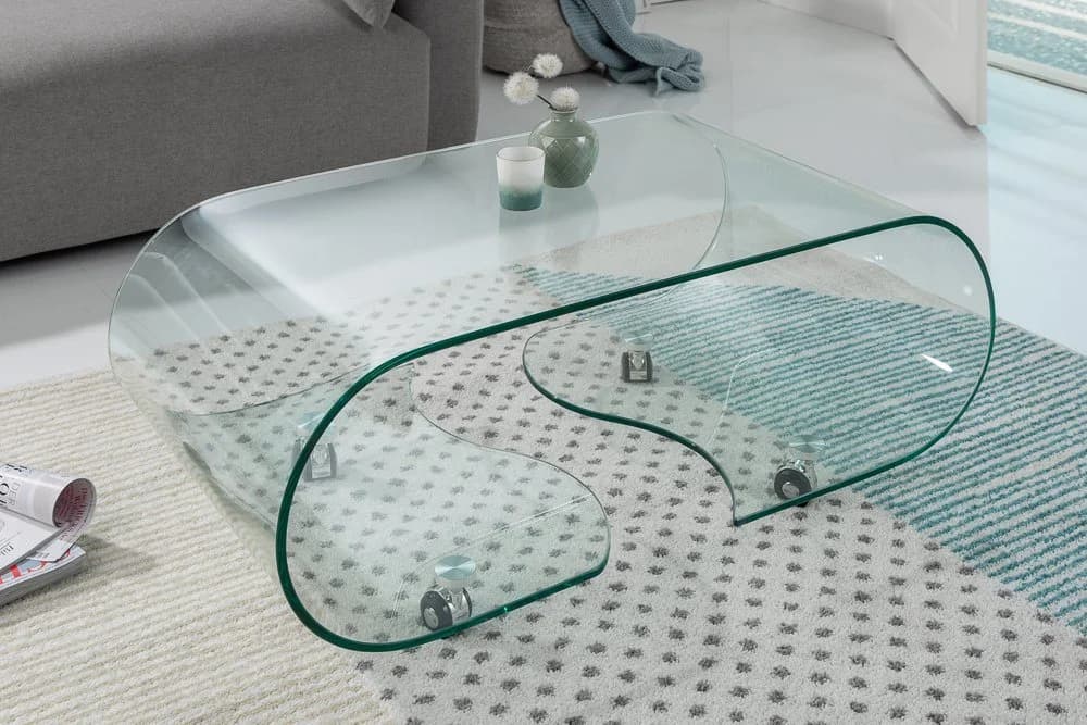 riess-ambiente Couchtisch FANTOME 90cm Glas transparent rund auf Rollen - Bild 2