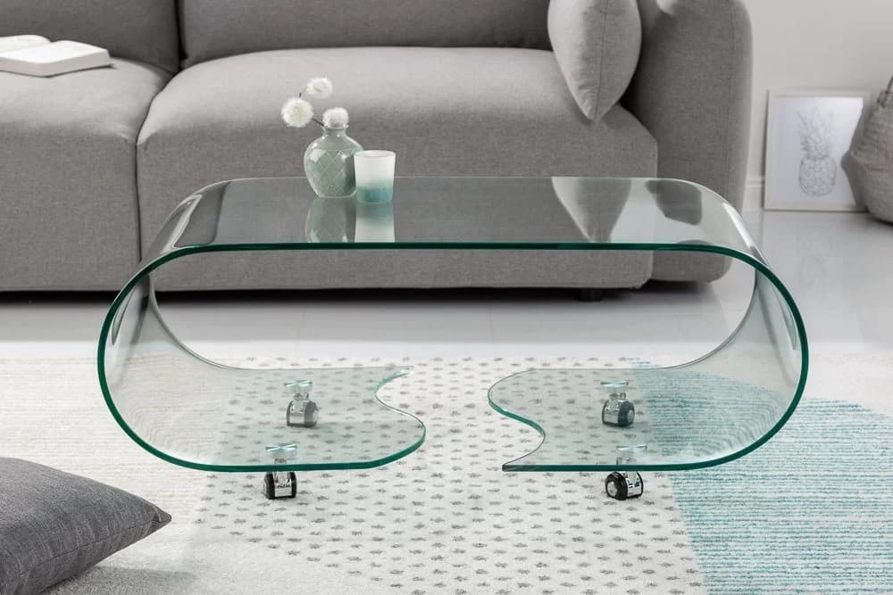 riess-ambiente Couchtisch FANTOME 90cm Glas transparent rund auf Rollen - Bild 4
