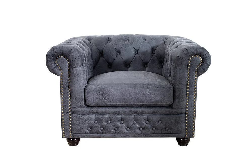 riess-ambiente Chesterfield-Sessel 105cm antik grau Microfaser - Bild 5