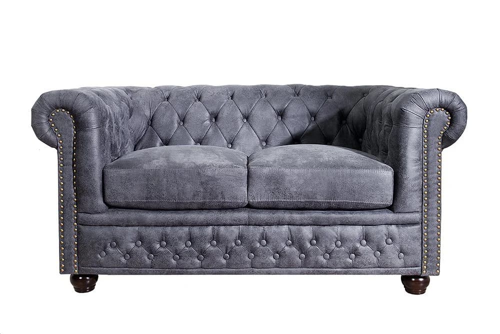 riess-ambiente Chesterfield 2-Sitzer Sofa antik grau Microfaser