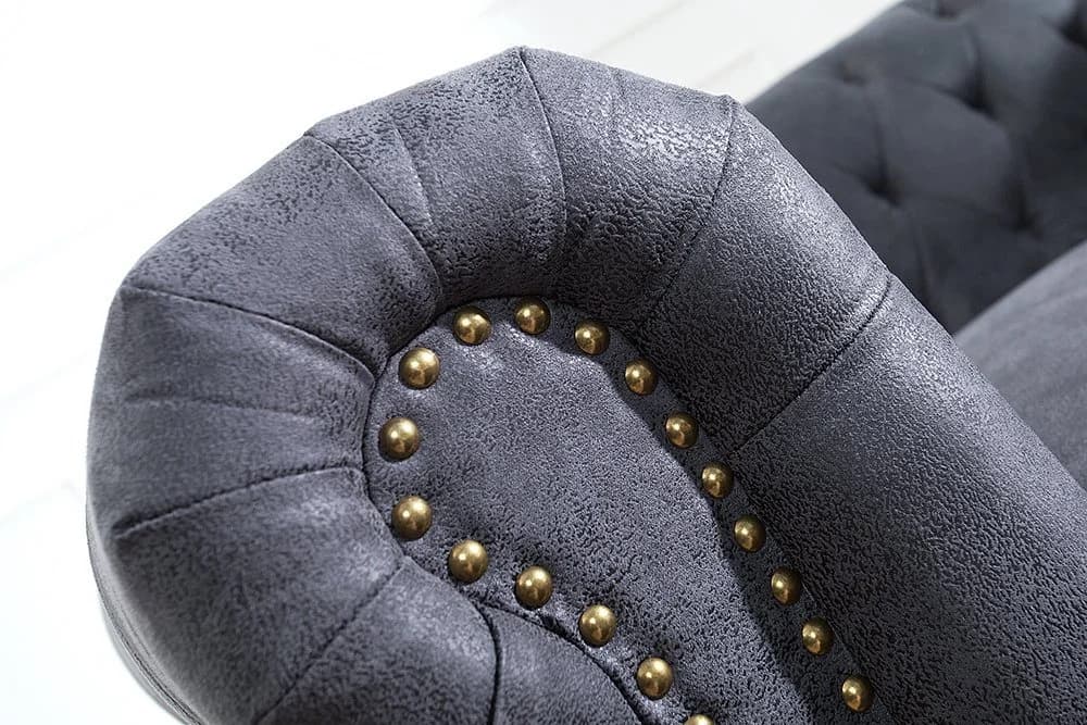 riess-ambiente Chesterfield 2-Sitzer Sofa antik grau Microfaser - Bild 5