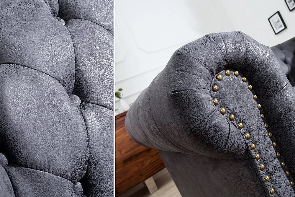 riess-ambiente Sofa CHESTERFIELD 200cm antik grau 3-Sitzer Microfaser - Bild 4