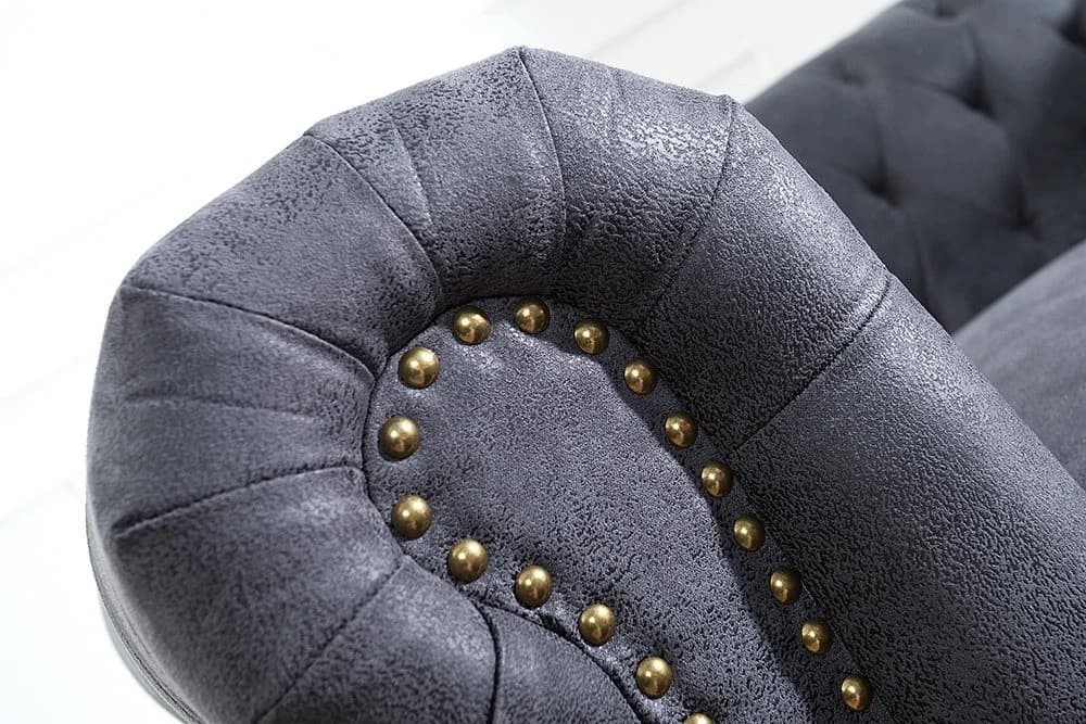 riess-ambiente Sofa CHESTERFIELD 200cm antik grau 3-Sitzer Microfaser - Bild 5