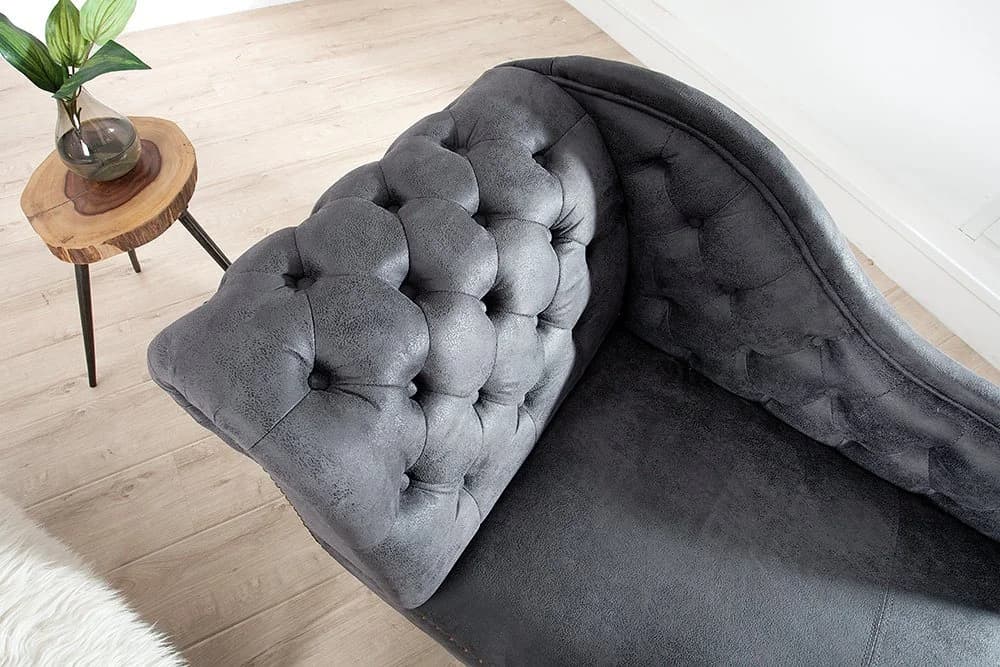 riess-ambiente Recamiere Chesterfield 170cm Antik Grau - Bild 3