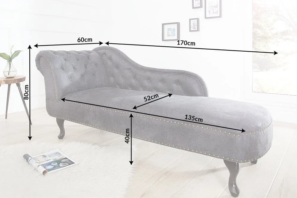 riess-ambiente Recamiere Chesterfield 170cm Antik Grau - Bild 5
