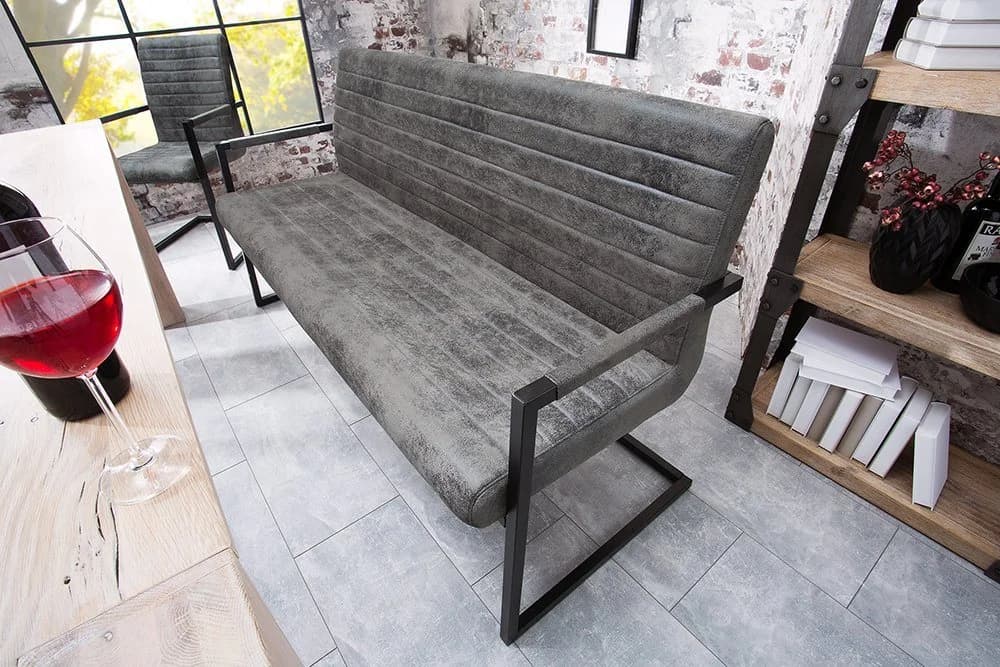 riess-ambiente Sitzbank LOFT Vintage Grau Microfaser