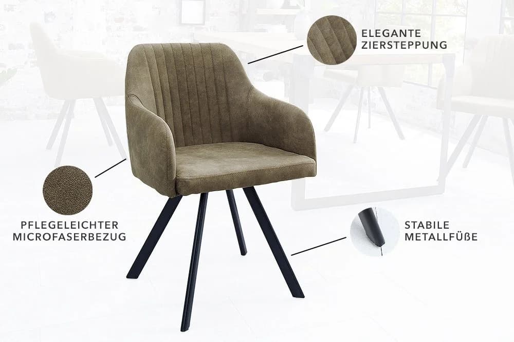riess-ambiente Polsterstuhl LUCCA antik taupe/schwarz Microfaser Retro
