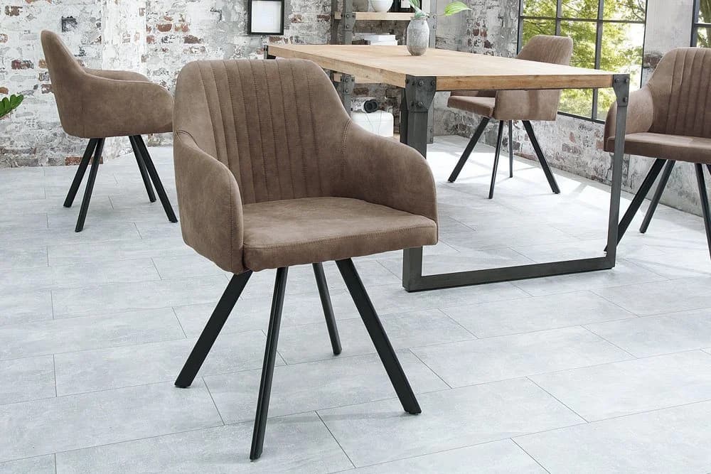 riess-ambiente Polsterstuhl LUCCA antik taupe/schwarz Microfaser Retro - Bild 2