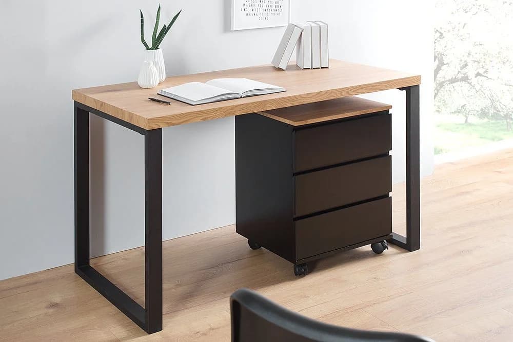 riess-ambiente Schreibtisch OAK DESK 120cm Eichenoptik Schwarz Industrial - Bild 4