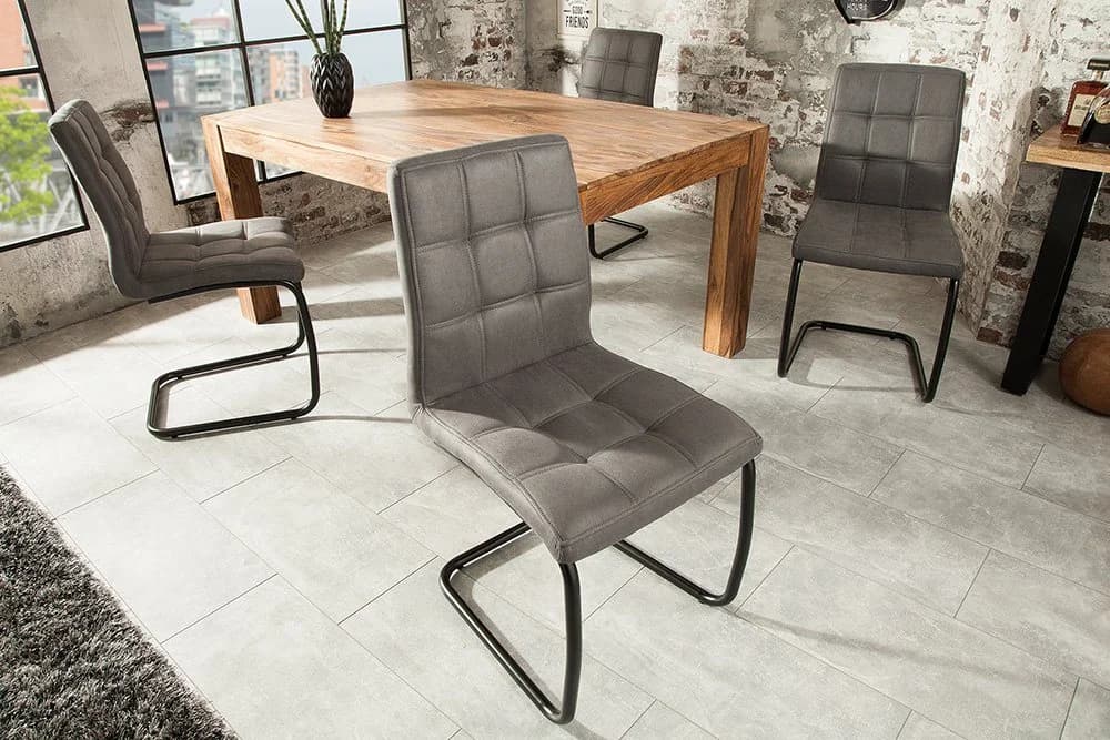 riess-ambiente Freischwinger MODENA Vintage Grau Schwarz Bauhaus