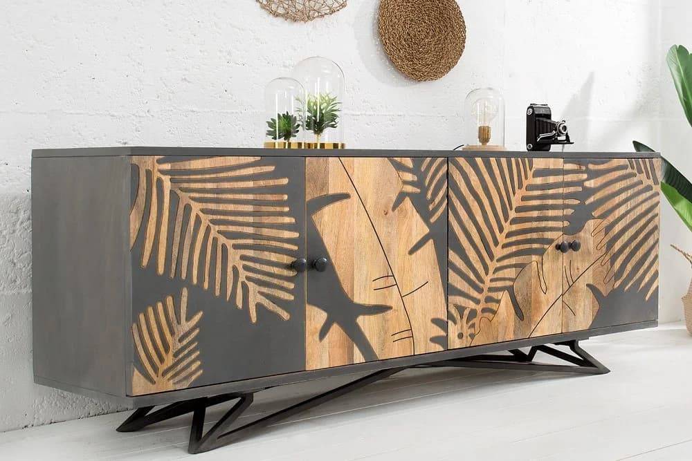 riess-ambiente Sideboard TROPICAL 160cm Natur Massivholz Florales Design Handarbeit - Bild 2