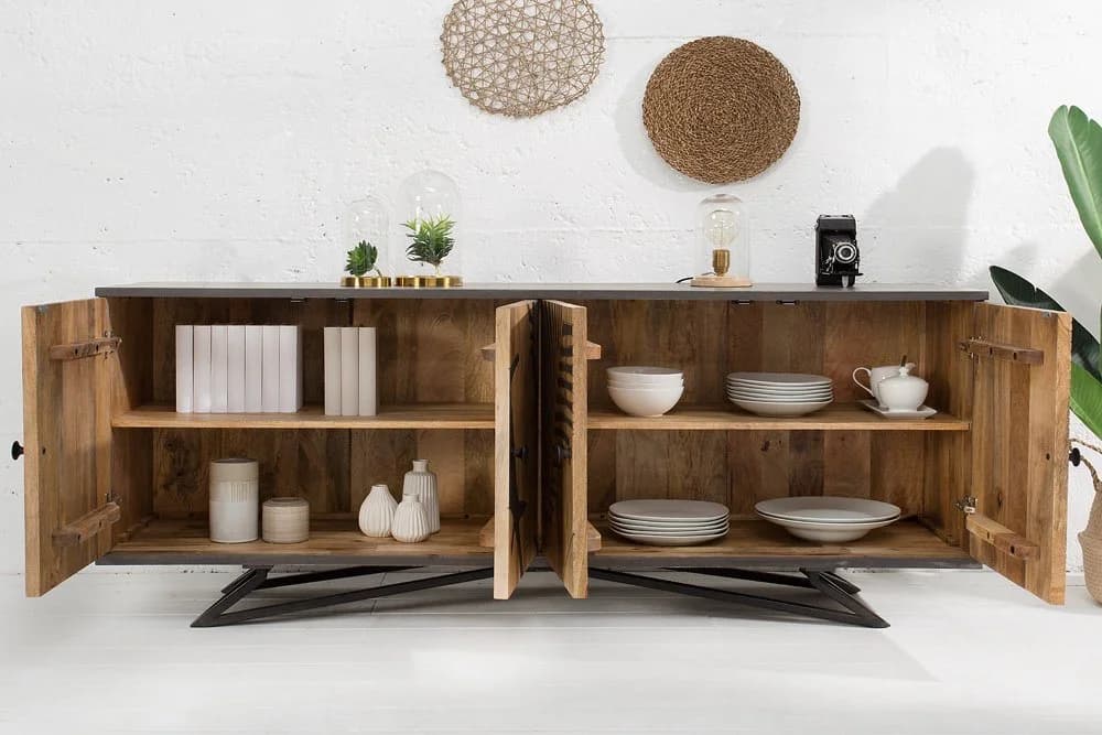 riess-ambiente Sideboard TROPICAL 160cm Natur Massivholz Florales Design Handarbeit - Bild 4