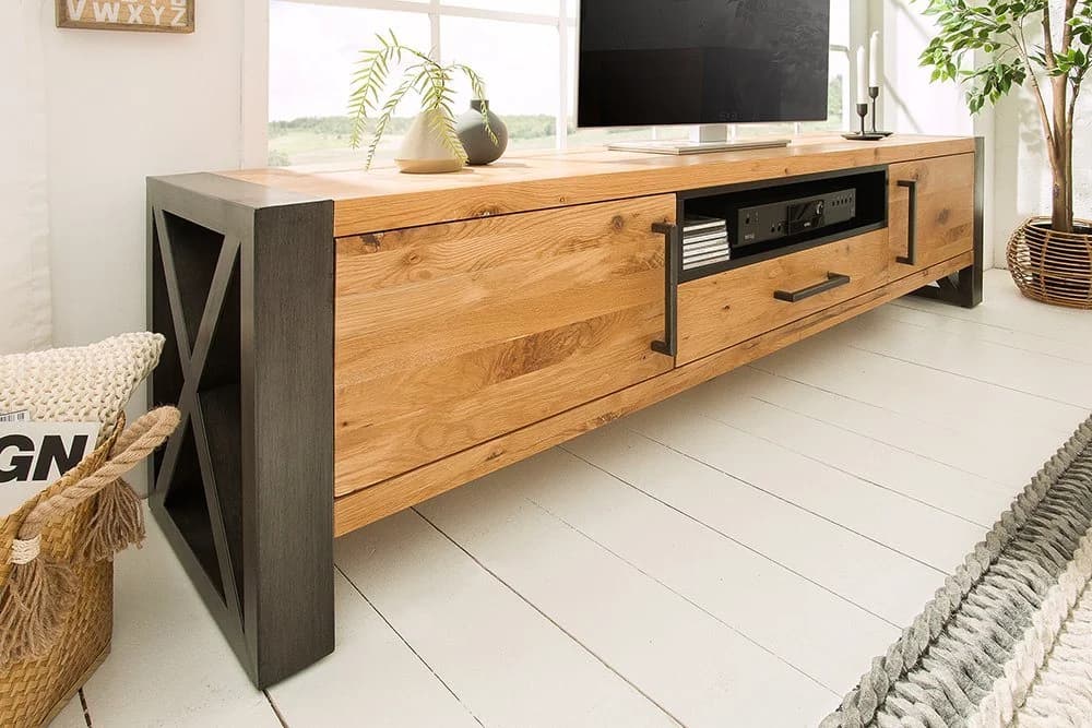 riess-ambiente TV-Board THOR 200cm Wildeiche Anthrazit Industrial - Bild 2