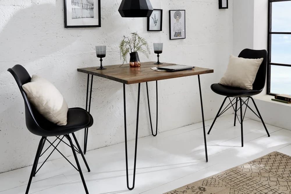 riess-ambiente Esstisch SCORPION 70cm Akazie braun – Hairpin Legs, Retro Design