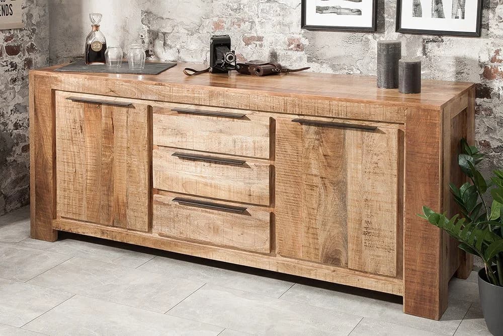riess-ambiente Sideboard IRON CRAFT Massivholz Mangoholz 3 Schubladen - Bild 2