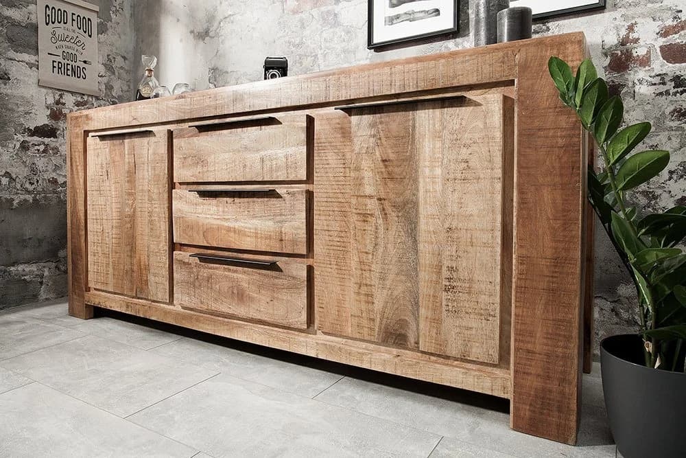 riess-ambiente Sideboard IRON CRAFT Massivholz Mangoholz 3 Schubladen - Bild 3
