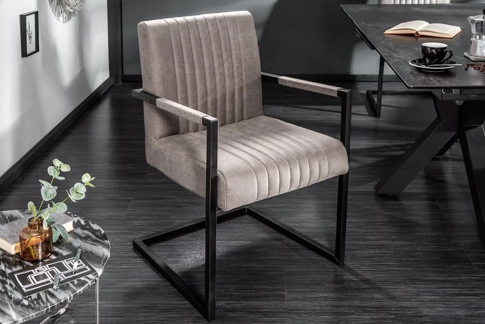 riess-ambiente Freischwinger BIG ASTON taupe Microfaser