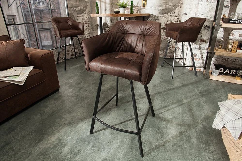 riess-ambiente Barhocker LOFT 100cm Braun Schwarz Microfaser Metall