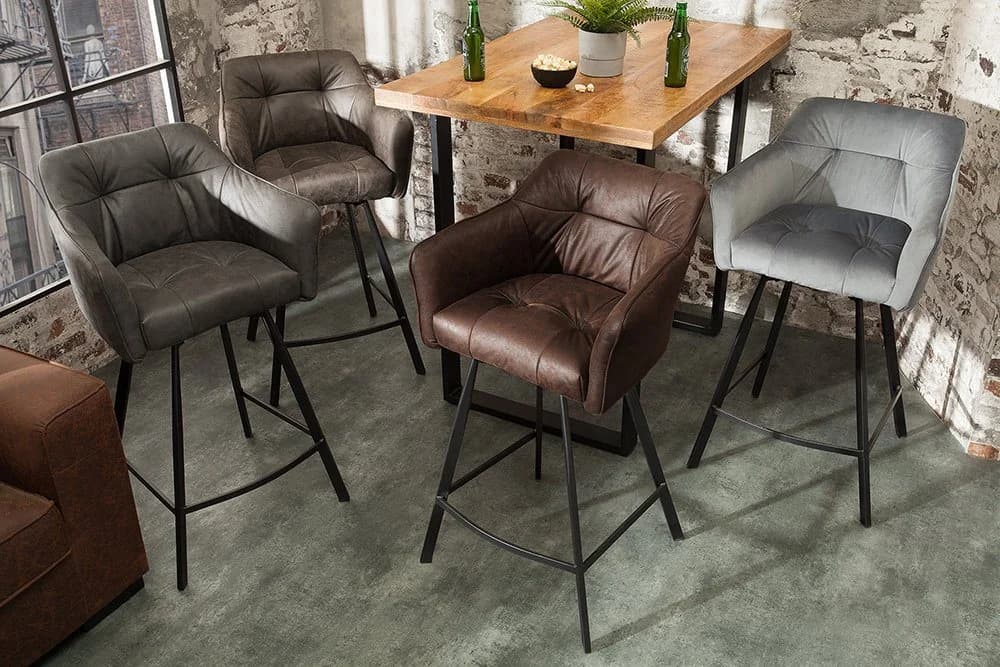 riess-ambiente Barhocker LOFT 100cm Braun Schwarz Microfaser Metall - Bild 3