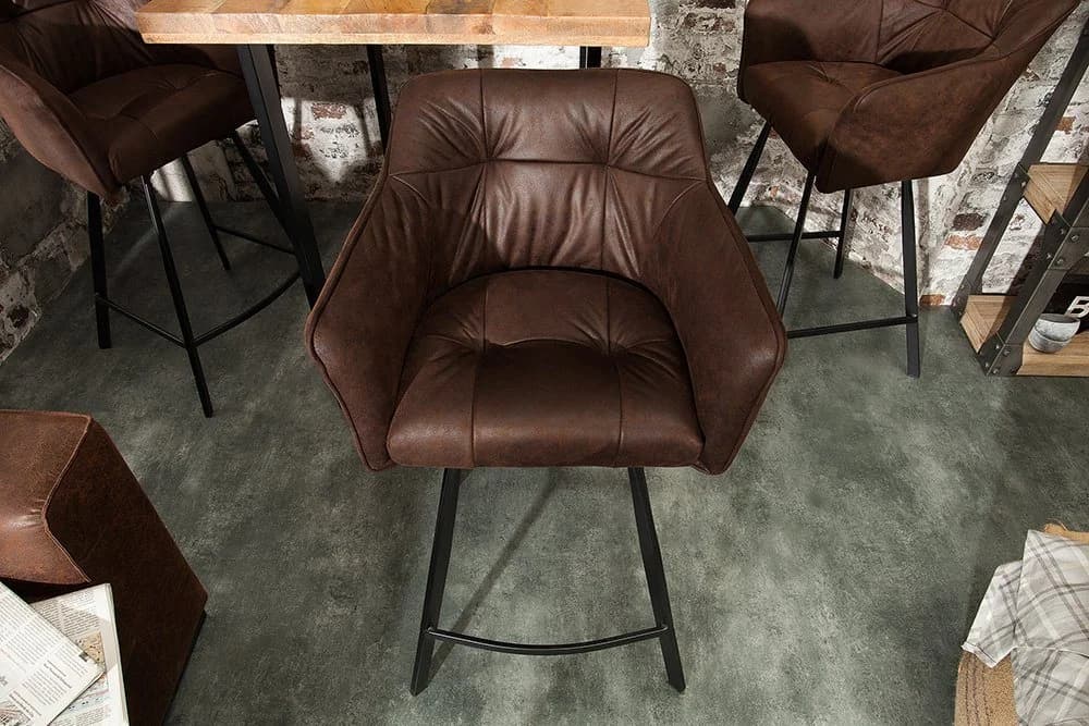 riess-ambiente Barhocker LOFT 100cm Braun Schwarz Microfaser Metall - Bild 4