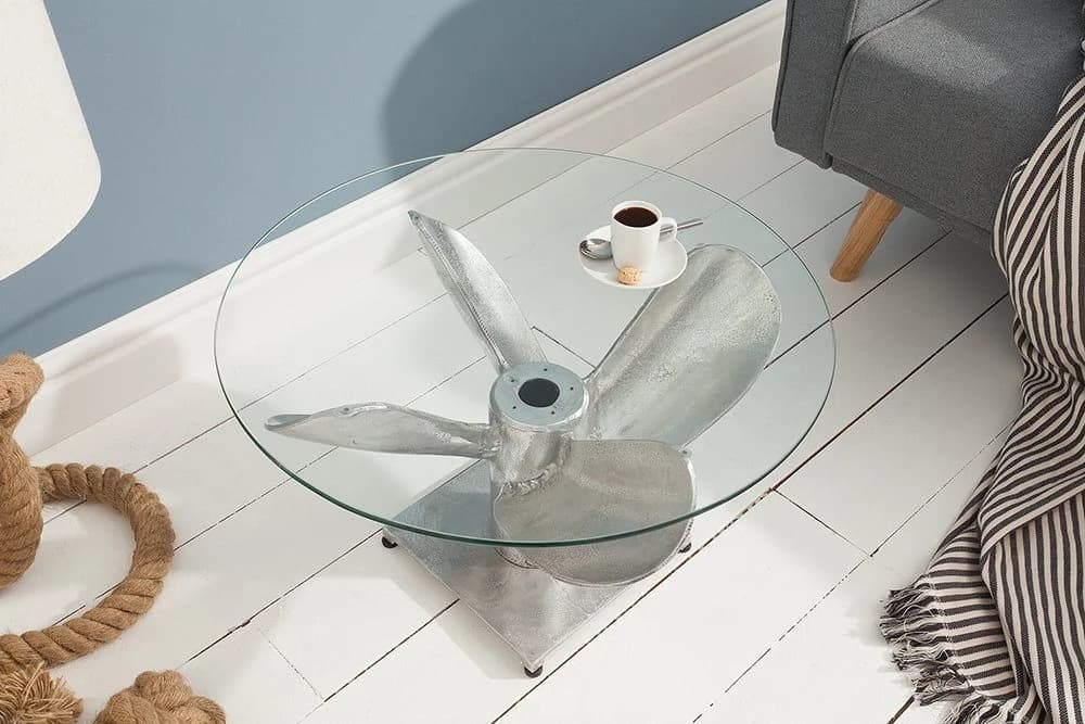 riess-ambiente Couchtisch OCEAN M Ø60cm transparent / silber antik
