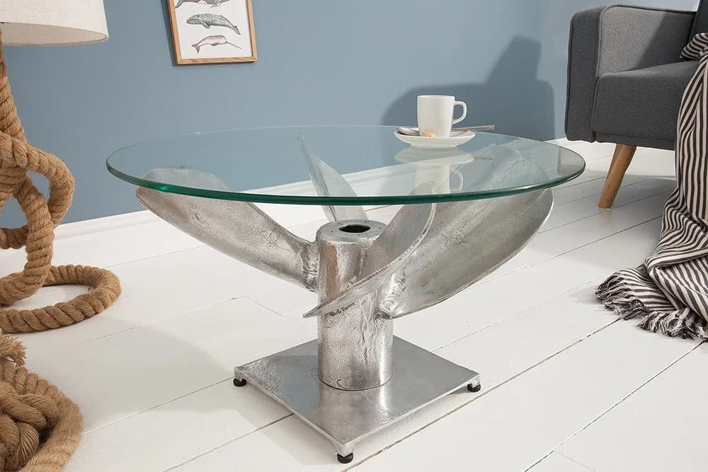 riess-ambiente Couchtisch OCEAN M Ø60cm transparent / silber antik - Bild 2