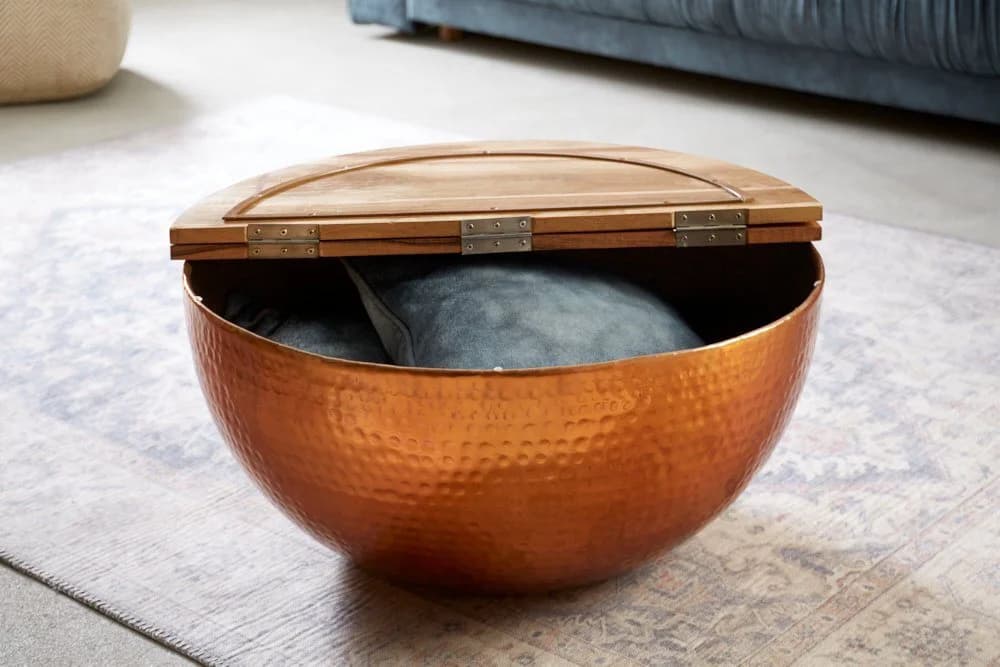 riess-ambiente Couchtisch ORIENT STORAGE Ø60cm Natur/Kupfer Hammerschlag Design - Bild 3