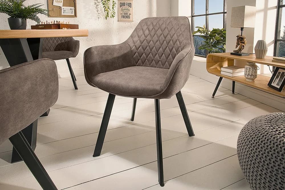 riess-ambiente Polsterstuhl PALERMO taupe/schwarz Microfaser mit Armlehne - Bild 2