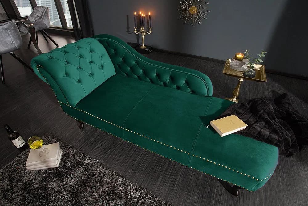 riess-ambiente Recamiere CHESTERFIELD 170cm smaragdgrün Samt