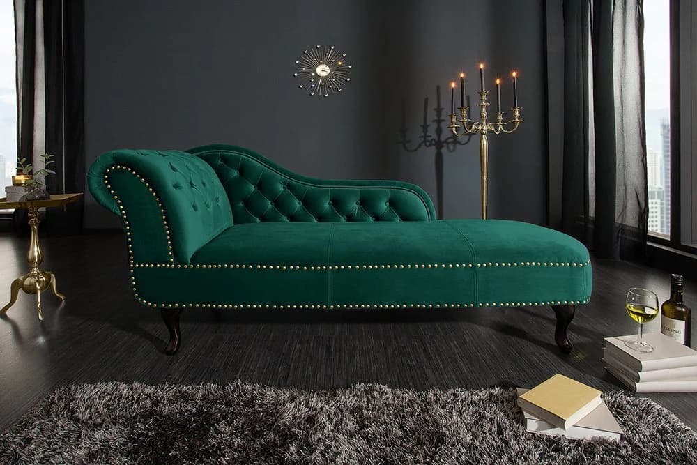 riess-ambiente Recamiere CHESTERFIELD 170cm smaragdgrün Samt - Bild 2