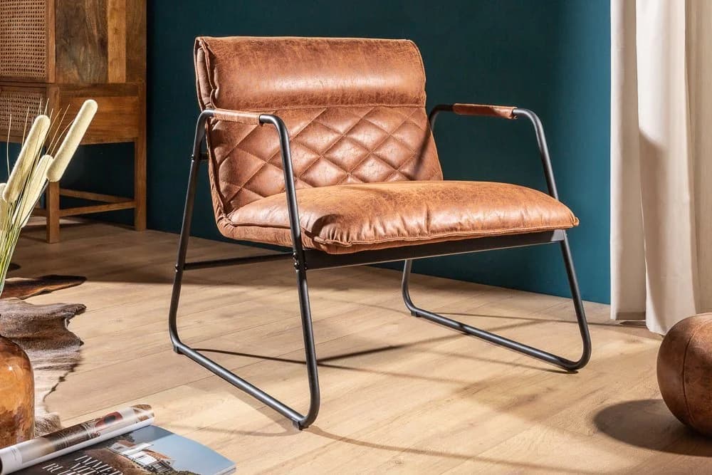 riess-ambiente Sessel MUSTANG LOUNGER antik hellbraun Loungesessel Retro