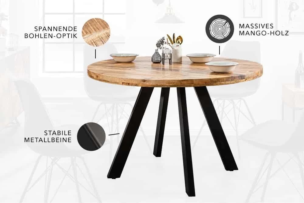 riess-ambiente Esstisch IRON CRAFT 120cm rund Mango-Massivholz Industrial Design - Bild 3