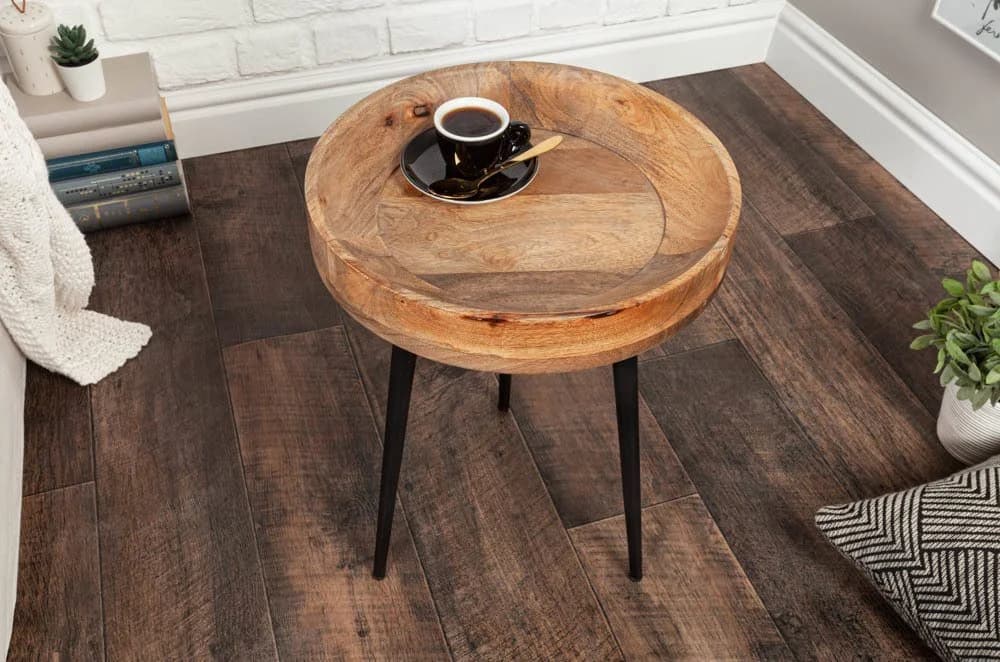riess-ambiente Beistelltisch PURE NATURE Ø35cm Natur/ Schwarz Mangoholz Metallbeine Rund - Bild 2