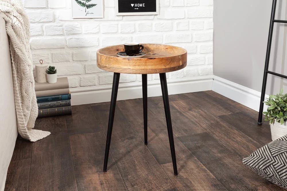 riess-ambiente Beistelltisch PURE NATURE Ø35cm Natur/ Schwarz Mangoholz Metallbeine Rund - Bild 4